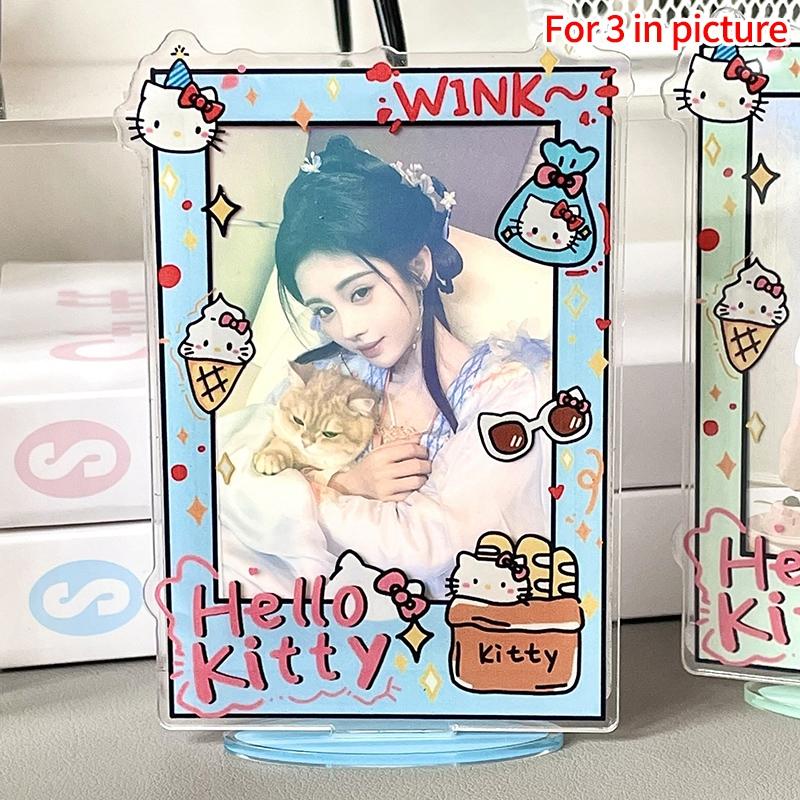 Держатель для фотокарточек 3 дюйма Hello Kitty Фотоальбом Акриловая подставка для фотодисплея Настольное украшение Домашний декор Защита для фотографий