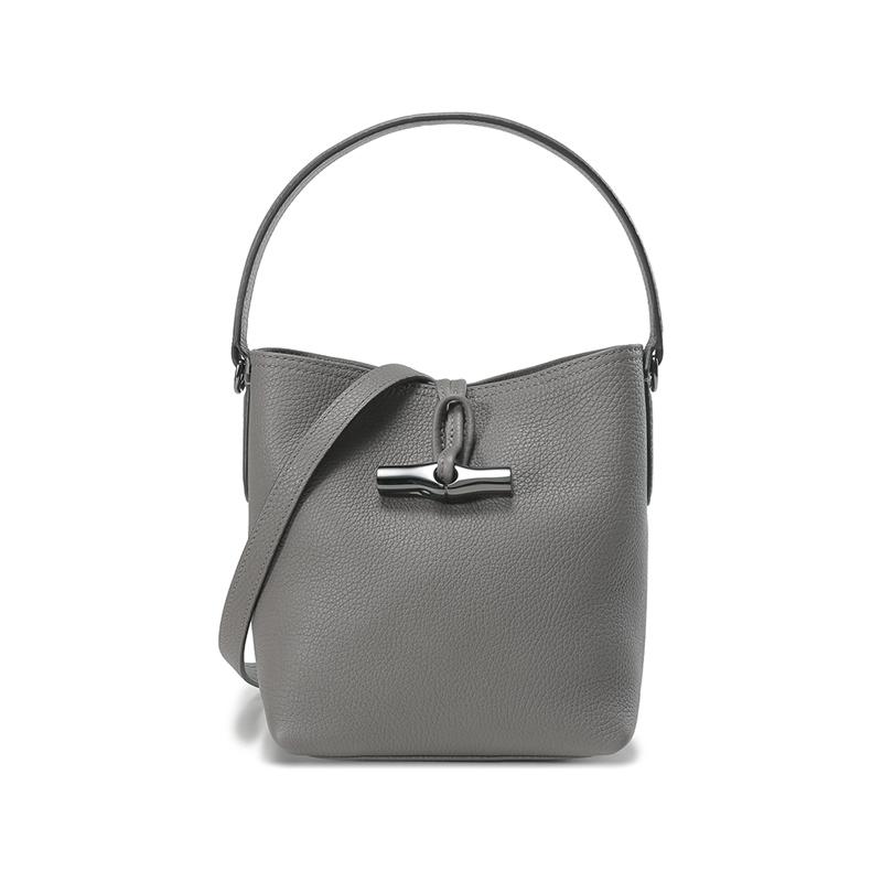 Longchamp Le Roseau Essential 17 Bamboo Buckle Leather Bucket Bag Mini Women bags Gray 10159968112