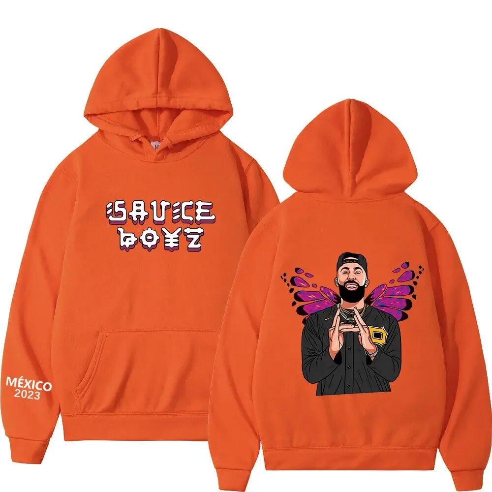 Толстовка с капюшоном для рэпера Eladio Carrion Sauce Boyz Monarca, толстовки с принтом унисекс, большие толстовки с длинными рукавами в стиле Харадзюку, уличная одежда унисекс