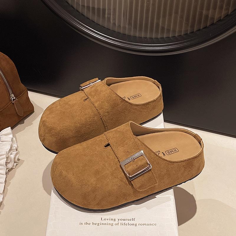 Mori Retro Thick-soled Bag Head Half Slippers for Women's Outer Wear 2025 New Fashionable Versatile and Comfortable One-pedal Slippers