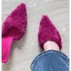 Fashion New Slippers Casual Shoes Woman Pink Slides Shallow Butterfly-Knot Med Cover Toe Fur Flip Flops Pantofle Luxury Plush Pumps