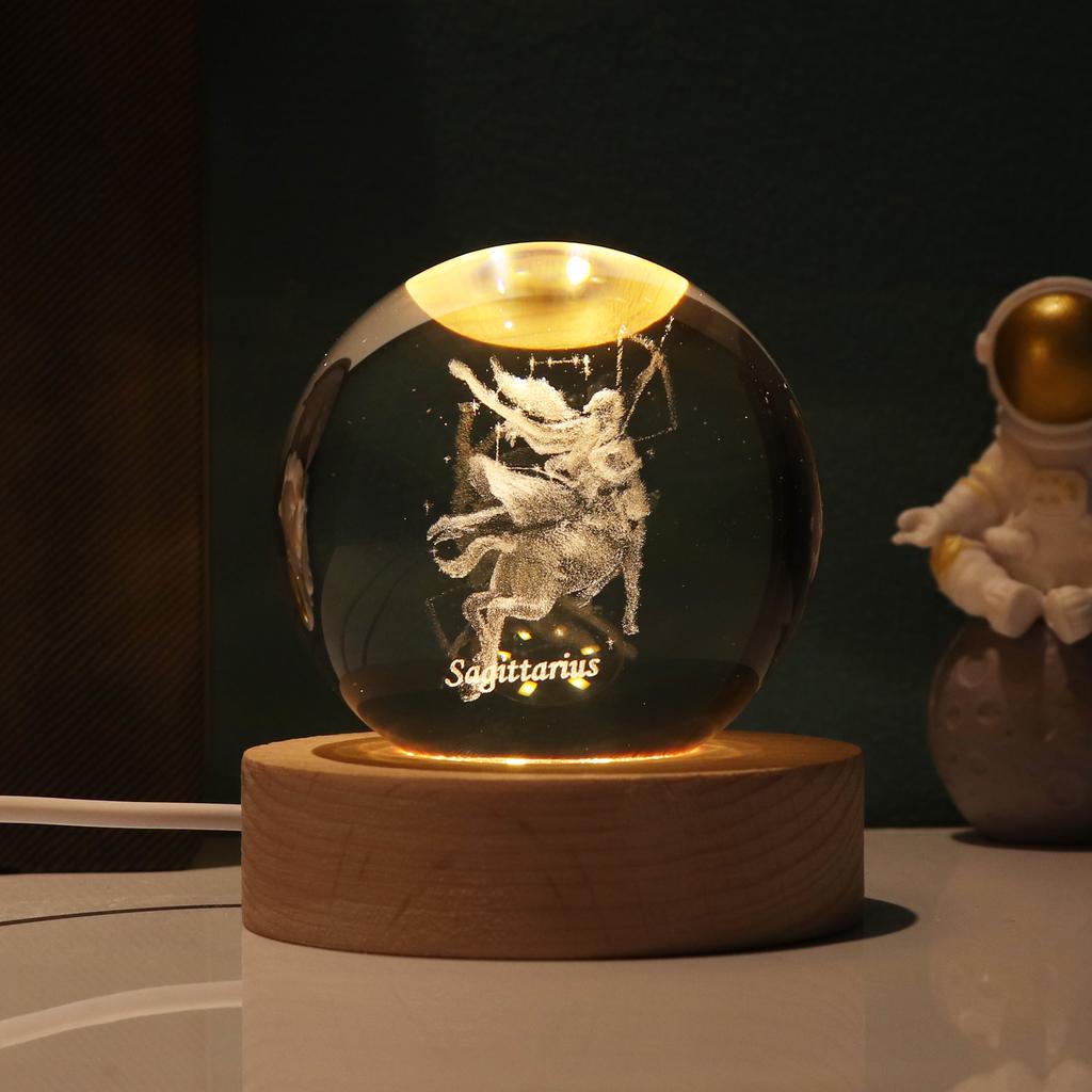 12 созвездий, маленькие ночные светильники, светящийся хрустальный шар, настольные декоративные светильники, украшения, маленькие ночные светильники на день Святого Валентина