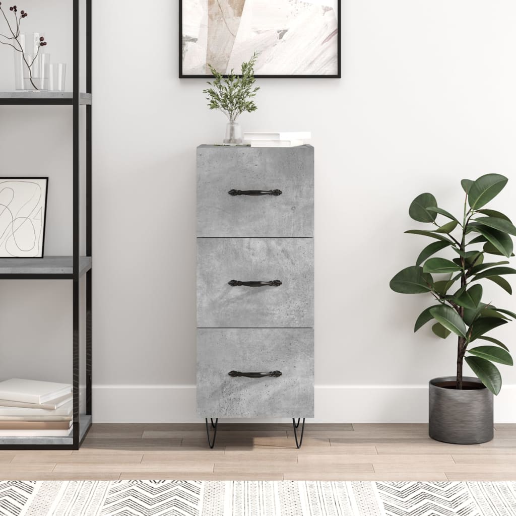 Vidaxl Szafka, Szarość Betonu, 34,5X34X90 Cm, Materiał Drewnopochodny