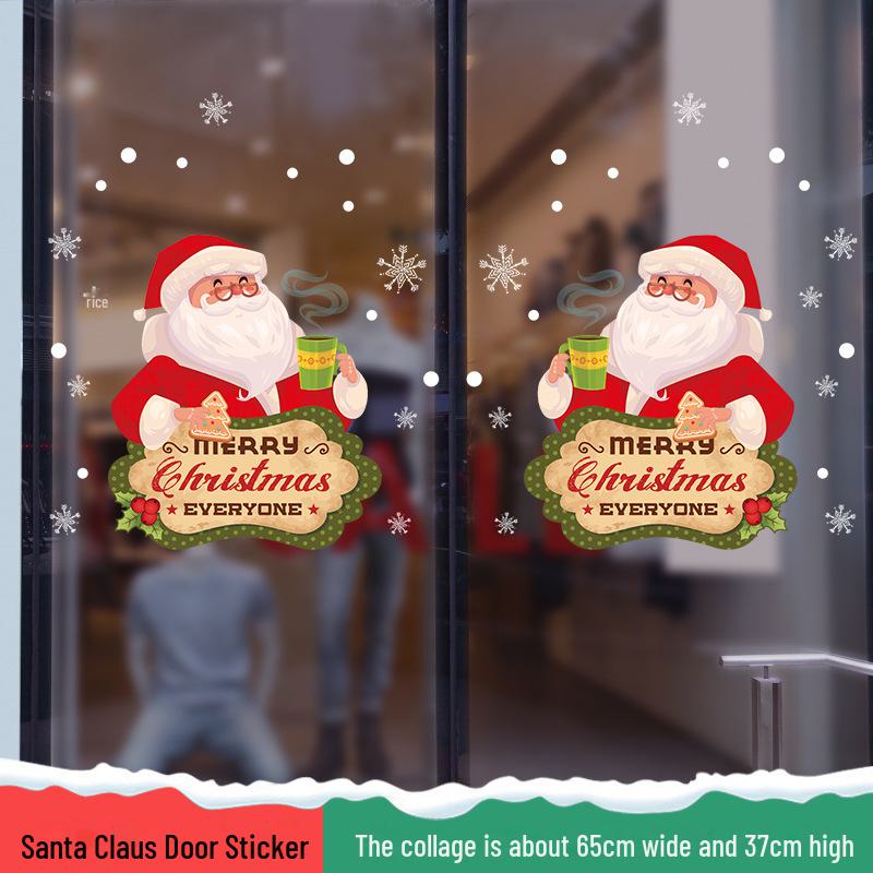 Рождественские настенные наклейки Санта-Клауса для витрин магазинов и торговых центров 2025 года — праздничное украшение для стеклянных окон.