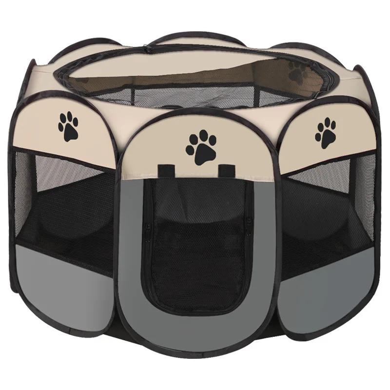 Foldable Pet Tent Kennel Cat Delivery Room Octagonal Fence Puppy Shelter Detachable Summer Pet Tent Outdoor Cat Cage Dog Fences
