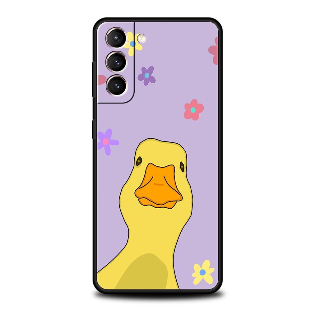 Милый Мультяшный Утенок Чехол для Телефона Samsung Galaxy S24 S23 S22 S20 Ultra S21 FE 5G S10 S9 Plus S10E S8 Мягкий Силиконовый Чехол