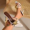 Fashion women Sandals Flower decorate High Heels Slippers Vintage 2025 Summer New Sexy Sandals Luxury Designer Party Shoes for Women