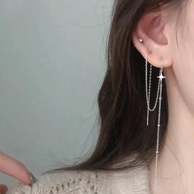 Винтажные Серьги-подвески из Стерлингового Серебра с Длинной Нитью и Кисточкой для Женщин Блестящая Звезда Звездный Серьга Мода 2025 Новый