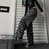 Women High Waist Plaid Pants American Retro Casual Loose Wide Leg Pants Female Harajuku Hip Hop All Match Trousers Spring
