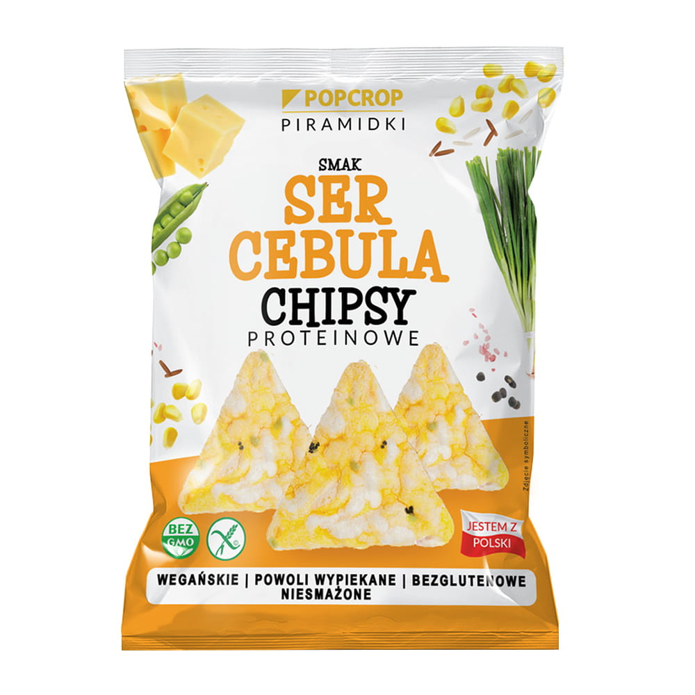 Popcrop protein pyramid chips with cheese and onion flavor 60 g
