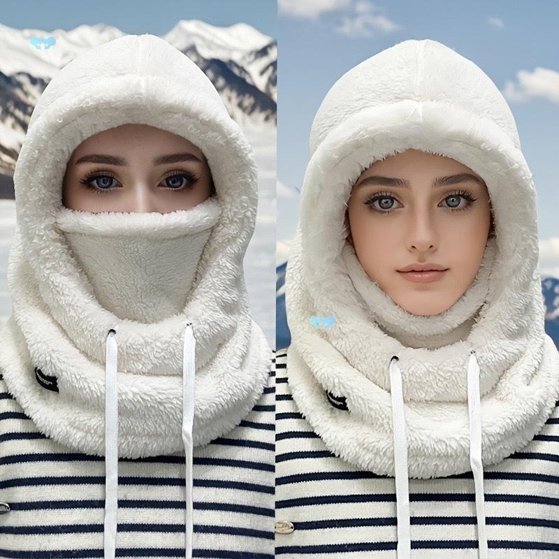 Neck Mask One-Piece Hat Winter Velvet And Thick Pullover Cap Ear Protection, Windproof Cotton Cap Ridding Bike To Keep Warm Hats