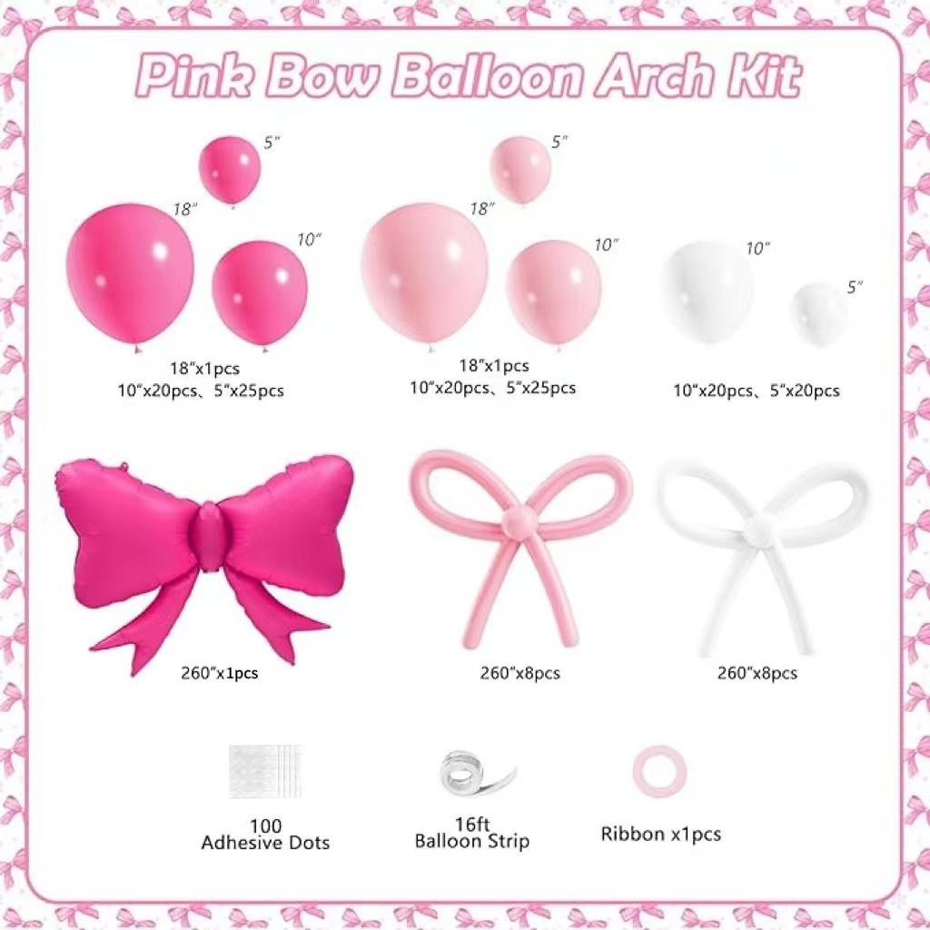 Набор из 149 штук белых и розовых шаров-бантов для арки-венка, свадебная невеста, помолвка, девичник, розовая роза
