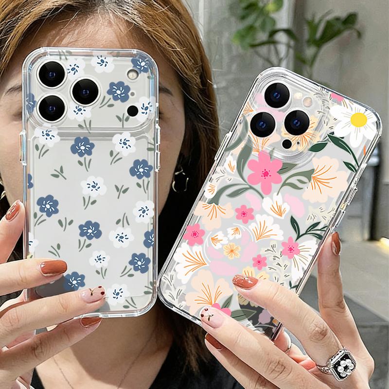 Чехол с узором из разноцветных цветов для iPhone 17 Pro Max Coque iPhone 16 15 14 13 12 Pro Max 11 Прозрачный ТПУ Силиконовый Мягкий Чехол