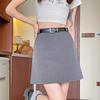 Hip-covered Skirt A-line Short Skirt for Women with High Waist Anti-exposure Summer Black Sexy Skirt