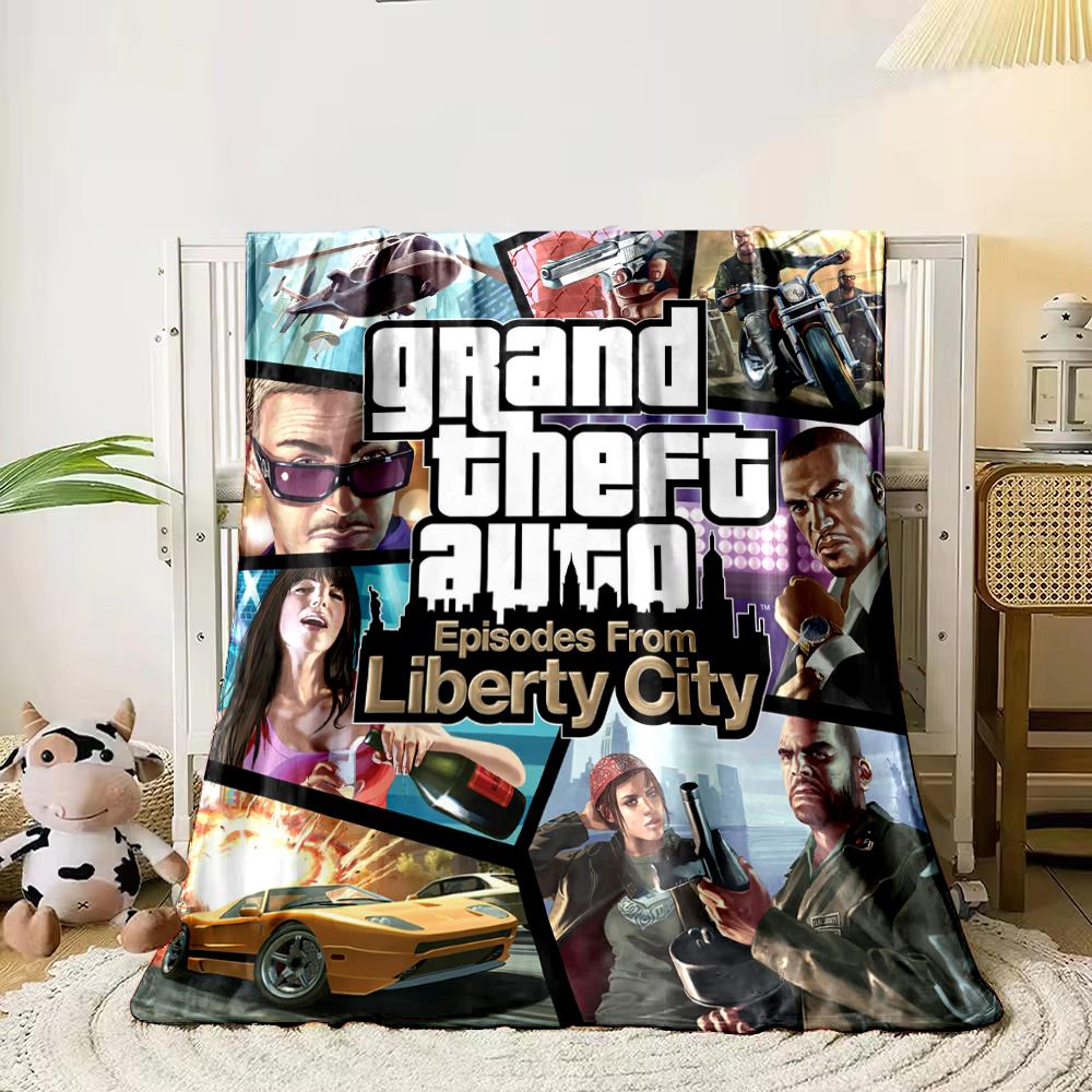 Grand Theft Auto Liberty City Design Blanket, Flannel blanket for bedroom, living room, sofa, and nap sofas.