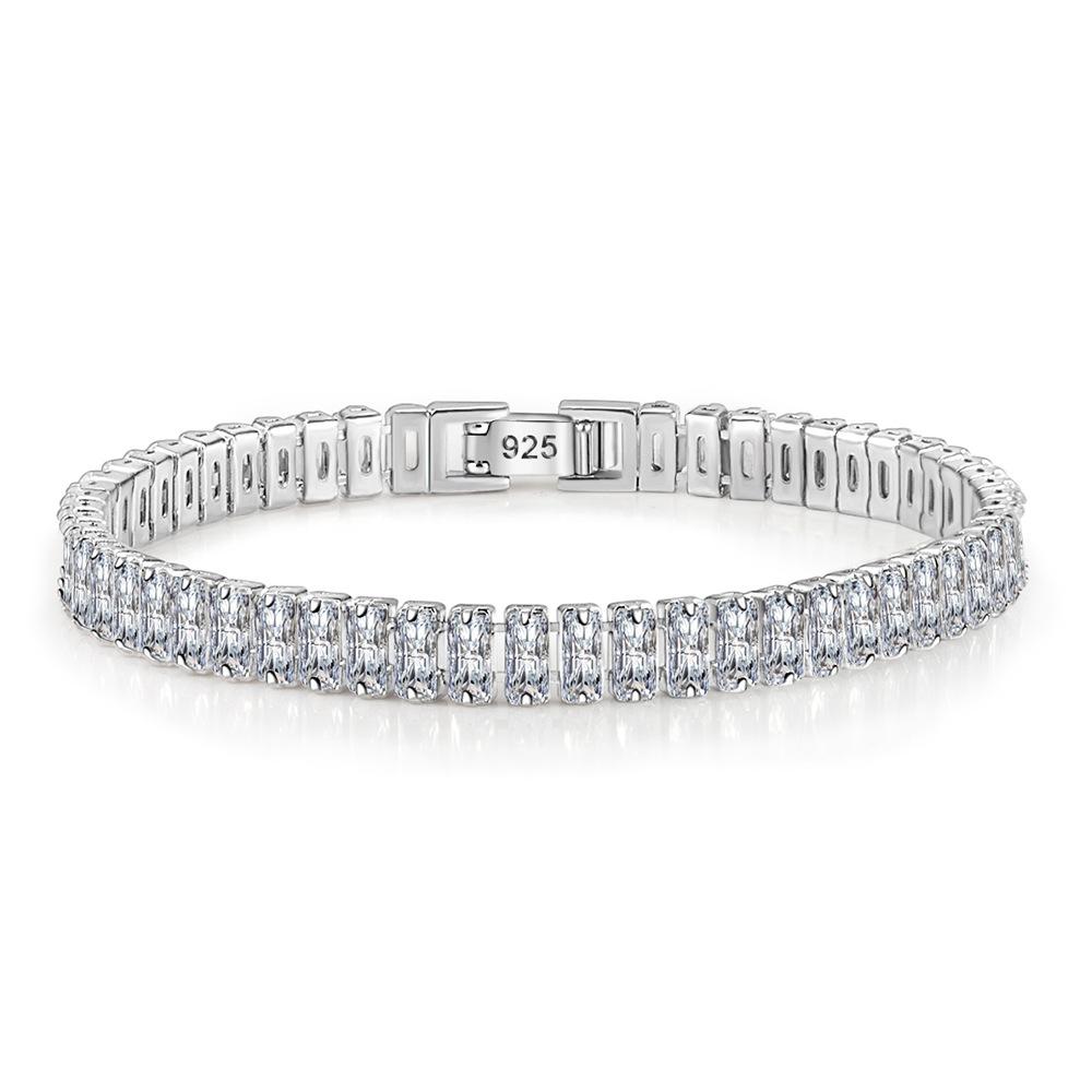 Solid Pure Silver 15/16/17/18/19/20/21 Cm Tennis Bracelet Pave 3 Mm Round Black Jet Zircon Elegant Real 925 Jewelry for Women