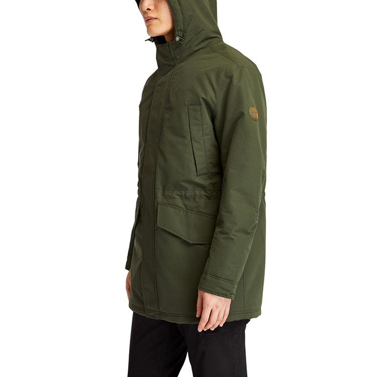 Timberland Утепленная длинная хлопковая куртка с капюшоном и логотипом, мужская верхняя одежда, зеленая A4392-U31