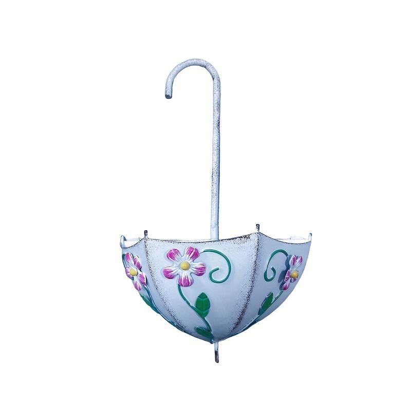 Umbrella Shaped Wall Mounted Iron Planter Decorative Hanging Flower Pot Succulents Indoor Outdoor Garden Home Plant Container