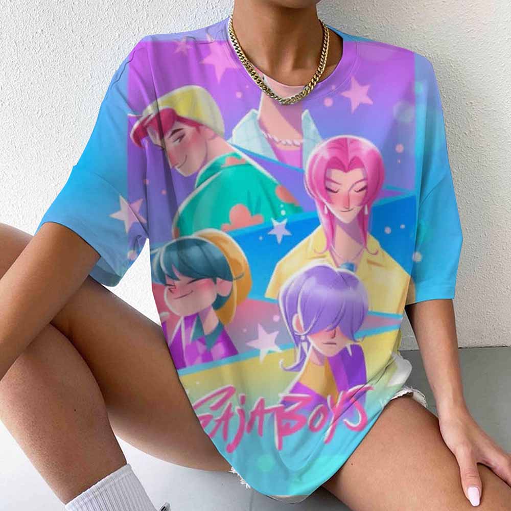 Дерпи Тигр K-pop Охотники на демонов Футболка Манга Футболка для фанатов Футболка с коротким рукавом и круглым вырезом K-pop Охотники на демонов Тигр Забавные футболки