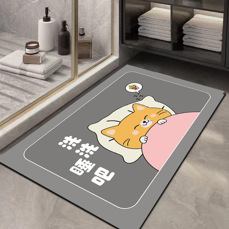 Diatomaceous Mud Mat Resistant To Dirty Toilet Door Simple Air Moisture-wicking Mat Home Toilet Quick Drying Easy To Take Care of Non-slip Mat
