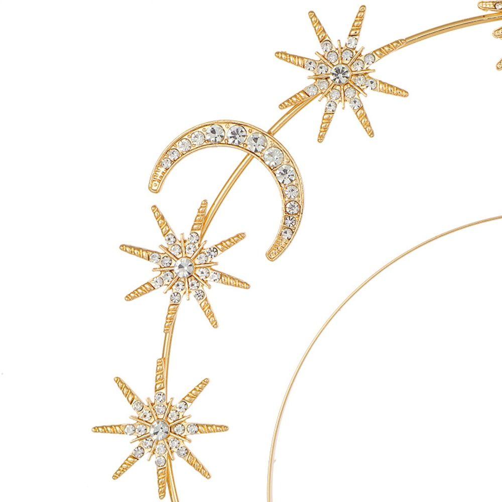 Silver Star Hair Hoop Metal Baroque Hairbands Trendy Glory Crown Head Jewelry