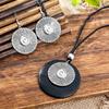 Alloy Boho Necklace Earrings Set Leather Rope Women's Jewelry Set  Statement Jewelry