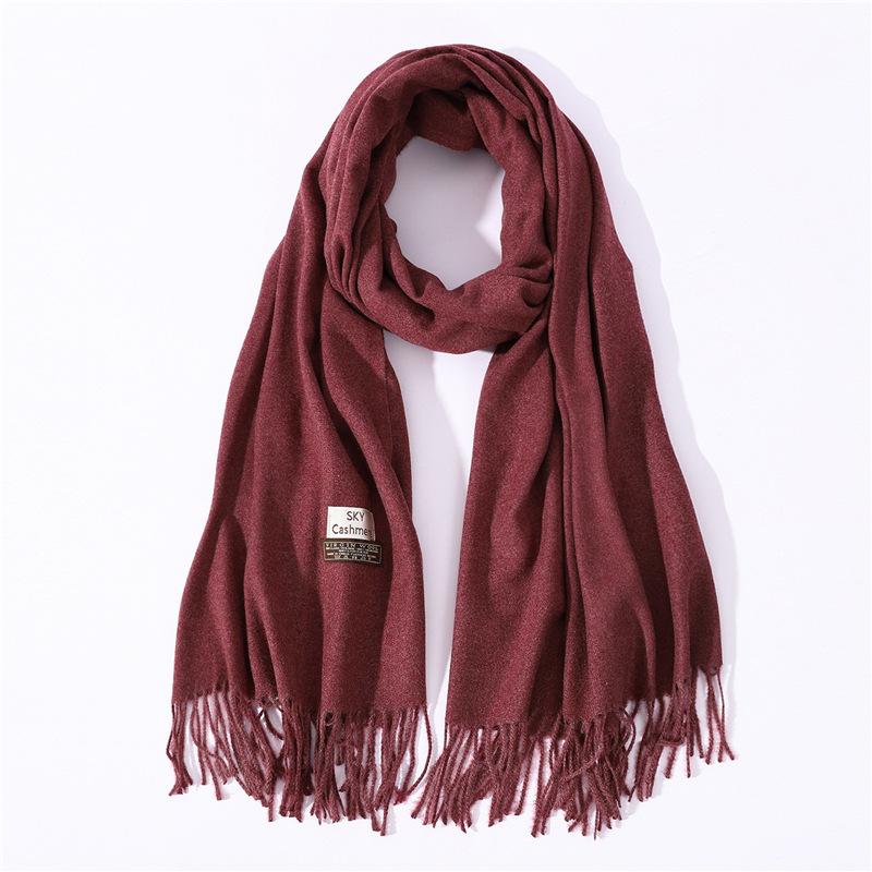 2024 Осень и зима Имитация кашемира Шарф Однотонный Модный Универсальный Теплый Шаль Шарф с Кисточками