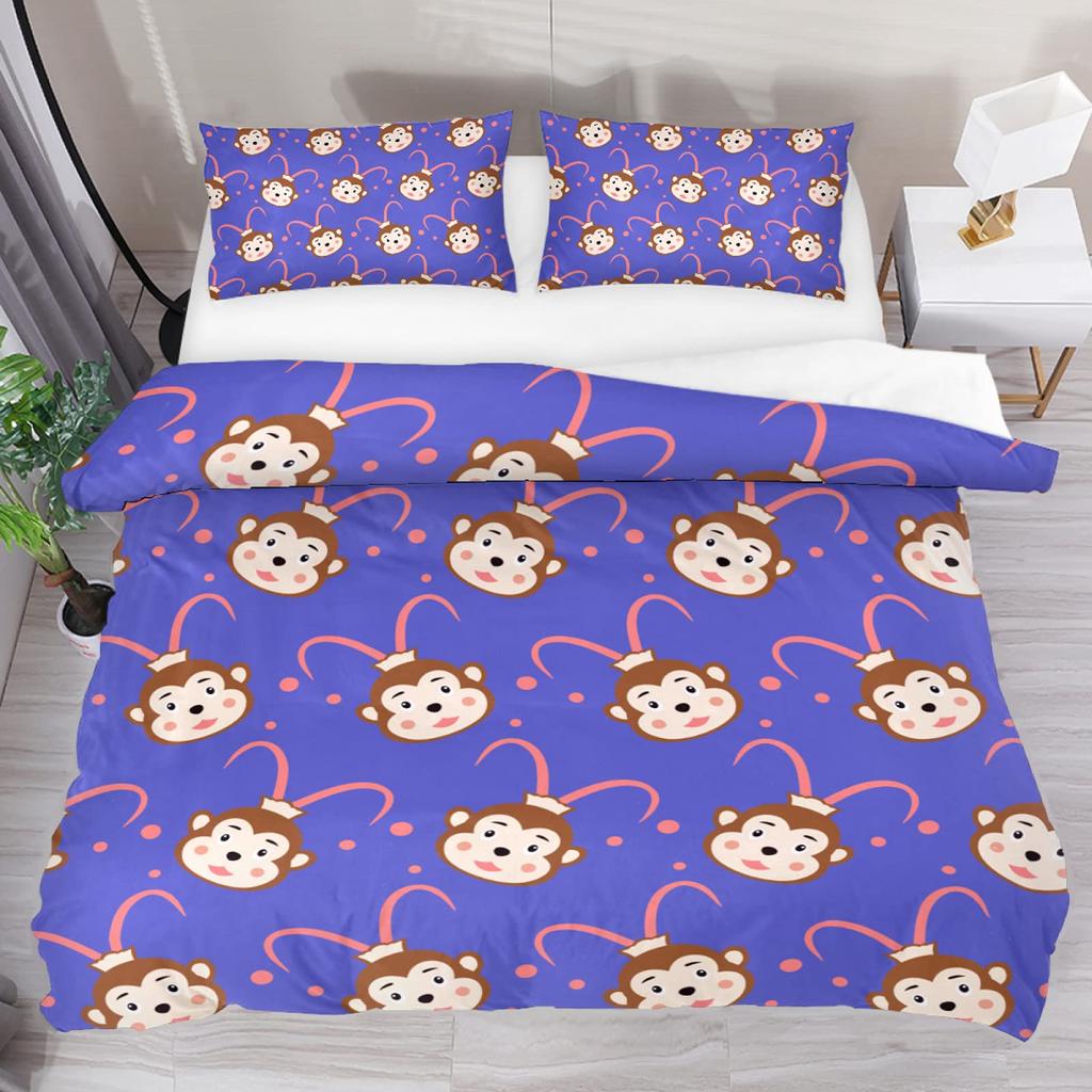 Пододеяльник с изображением обезьяны, комплект постельного белья с милым принтом обезьяны вокруг дерева, 3 шт., для детей и мальчиков, мягкий чехол с изображением животных из мультфильмов