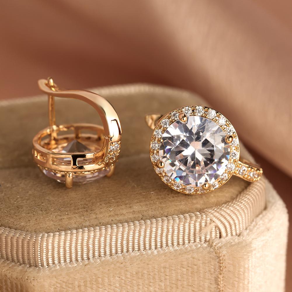 1 пара круглых серег с цирконием CZ для женщин и девочек, роскошные серьги-кольца золотого цвета, подарок на день рождения