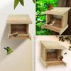 Wood Bird House Feeder Feeding Station Transparent Window with Opening Roof for Small Birds