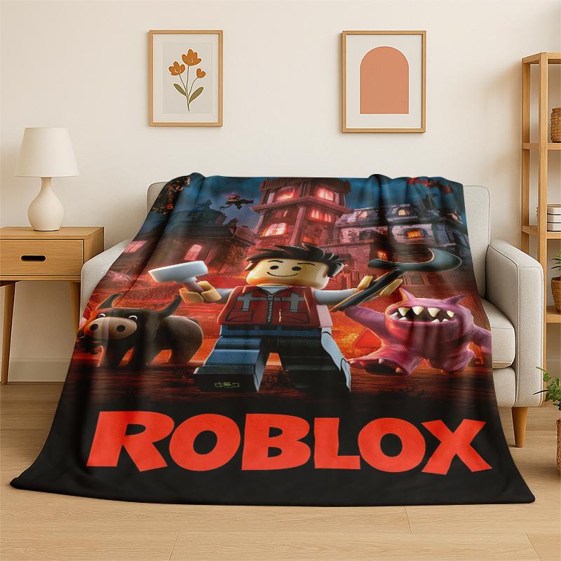 Мультяшное одеяло из фланели для игры R-Robloxs, мягкое и теплое плед-покрывало для спальни, гостиной, кровати, путешествий, кемпинга, пикника, подарок
