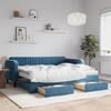 VidaXL Daybed with Trundle and Drawers Blue 90x200 Cm Velvet 3197134