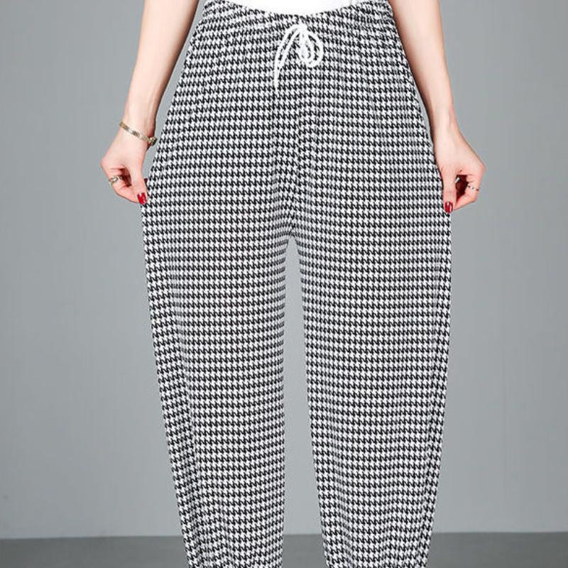 Укороченные брюки, женские летние брюки с тонкой эластичной резинкой на талии, большие размеры, брюки для среднего и пожилого возраста, шаровары