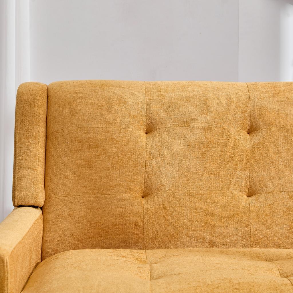 Premium Linen Bench (2-Seater) with Non-Slip Solid Wood Legs and Foam Cushions – Button-Tufted Accent Chair for Living Room, Bedroom and Office