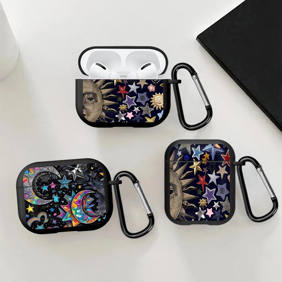 Чехол для наушников Чехол-крышка Для Airpods 4 1 Pro3 Pro 2 3 Pro2 Узор Звезда Луна