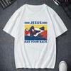 Jesus Has Your Back Harajuku Streetwear Unisex T-shirt Short Sleeve Tee Tops Funny Gifts Unisexs Clothes Y2k Top Women Vintage Unisex