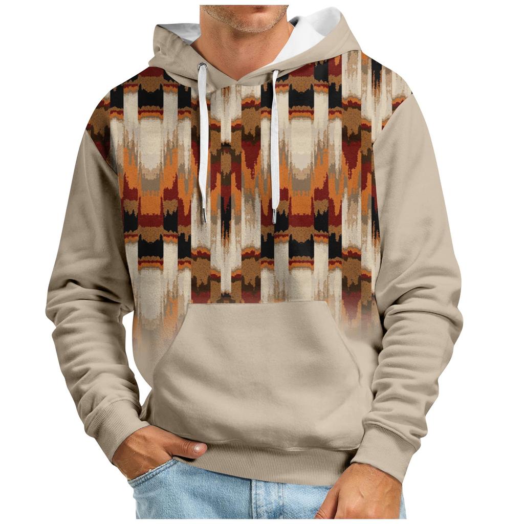 Осенний мужской свитер с большим капюшоном и цифровым принтом, новый большой базовый свитер