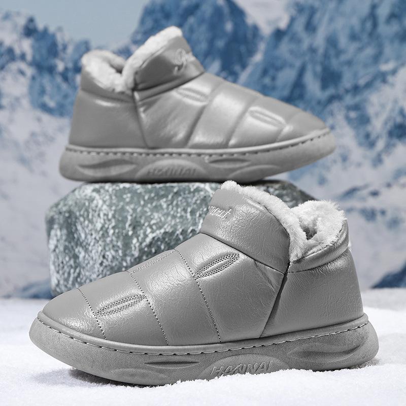 2024 winter warm cotton slippers at home indoor waterproof and non-slip shoes with thick soles and wool outside