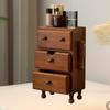 Wood Jewelry Box Desk Organizer Rustic for Accessories Dustproof Cabinet Storage with 3