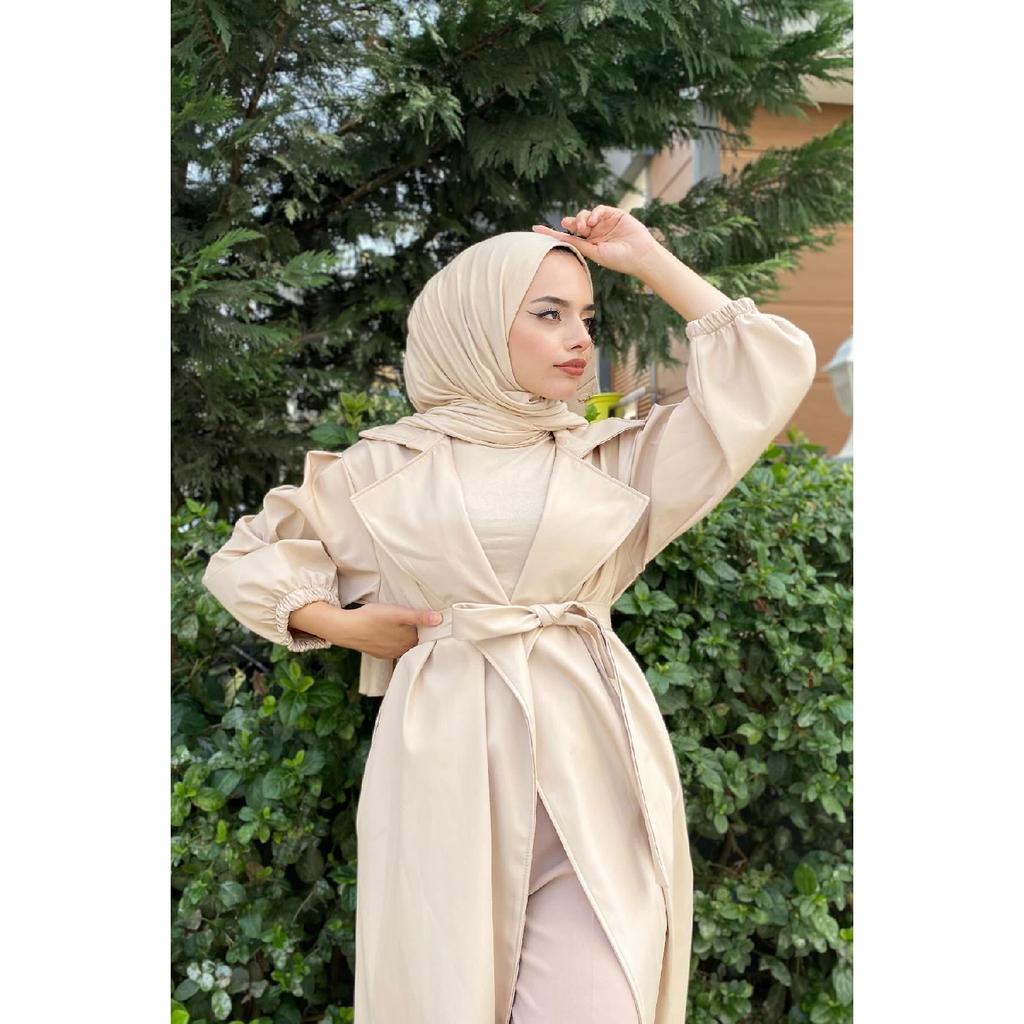 Тренч с объемными рукавами и завязкой на талии