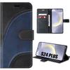 Case for Samsung Galaxy S24 Plus (S24+) - Elegant Two-Tone Black-Navy Blue Leather Effect Pattern Case