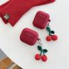 Вязаный красный вишневый подвесной чехол для наушников AirPods Pro2 Pro 2nd мягкий силиконовый защитный чехол для AirPods 1 2 3 4 новый брелок