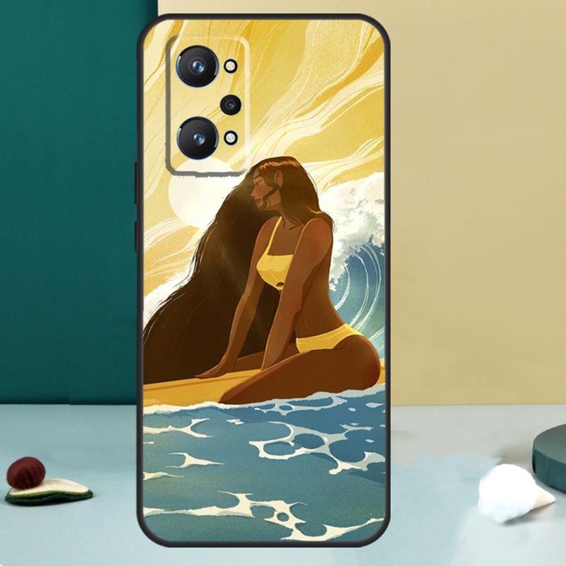 Чехол для Realme GT 6T 5 6 GT 7 Pro C67 C75 C61 C55 C53 C51 C21Y C25S 10 11 12 13 14 Pro Plus с изображением доски для серфинга, серфинга, девушки-серфера