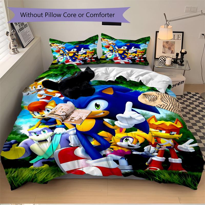 3pcs Sonic the Hedgehog Bedding Set. Soft and Comfortable with No Core Included (1x Duvet Cover + 2x Pillow Covers) yy251010214