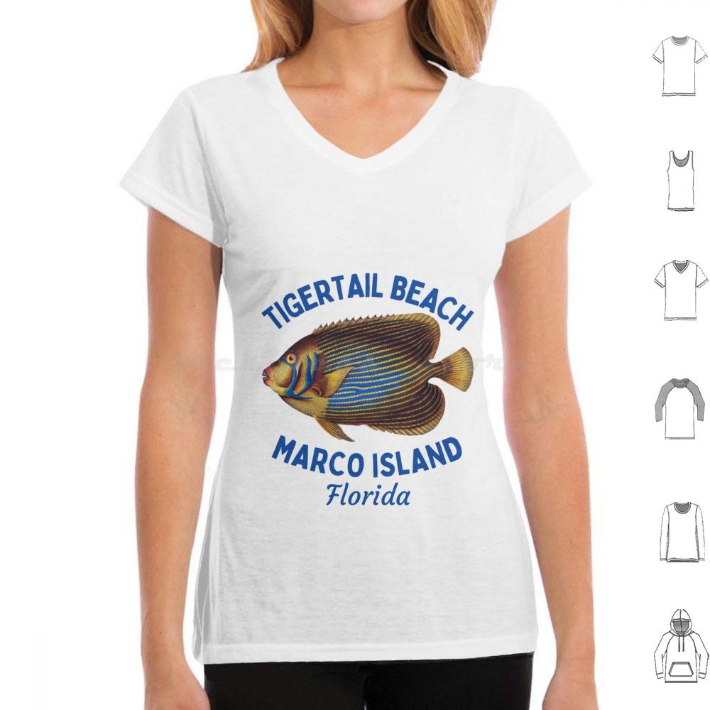 Tigertail Beach  Marco Island  FloridaBlue TextVacation  Leisure T Shirt 6xl Cotton Cool Tee Tigertail Beach Tigertail