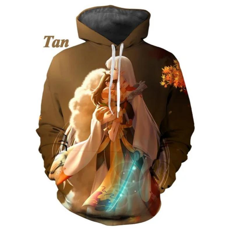 Новая модная толстовка-пуловер для пары с капюшоном в стиле аниме Инуяша с 3D-принтом, толстовка с капюшоном, унисекс-куртка