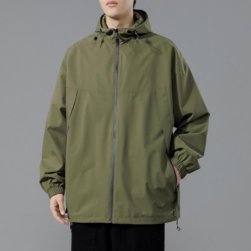 Spring and Autumn New Men's Korean Version Solid Color Light Plate Hooded Jacket Trendy Couple Internet Celebrities with The Same Versatile Coat