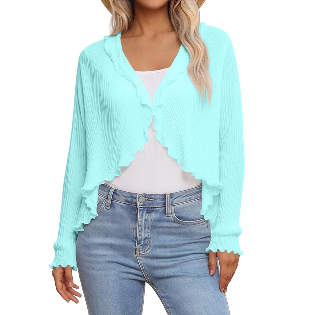 Women Fashion Solid Color Car Driving Sun Protection Shawl Breathable Outdoor Sunscreen Scarf Beach UV Protection Loose Casual Style Ruffled Shawl