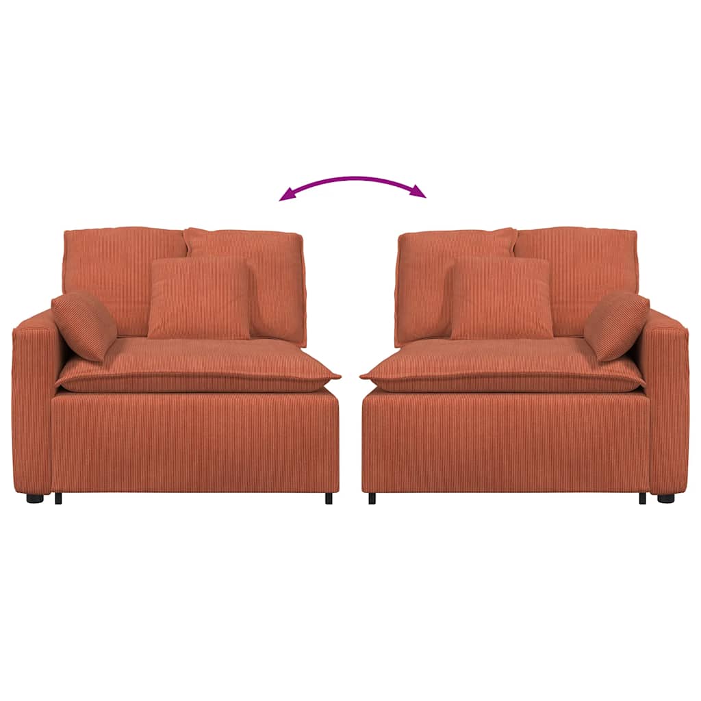 Modular Sofa End Module with Armrest and Cushions Red Orange 100 cm