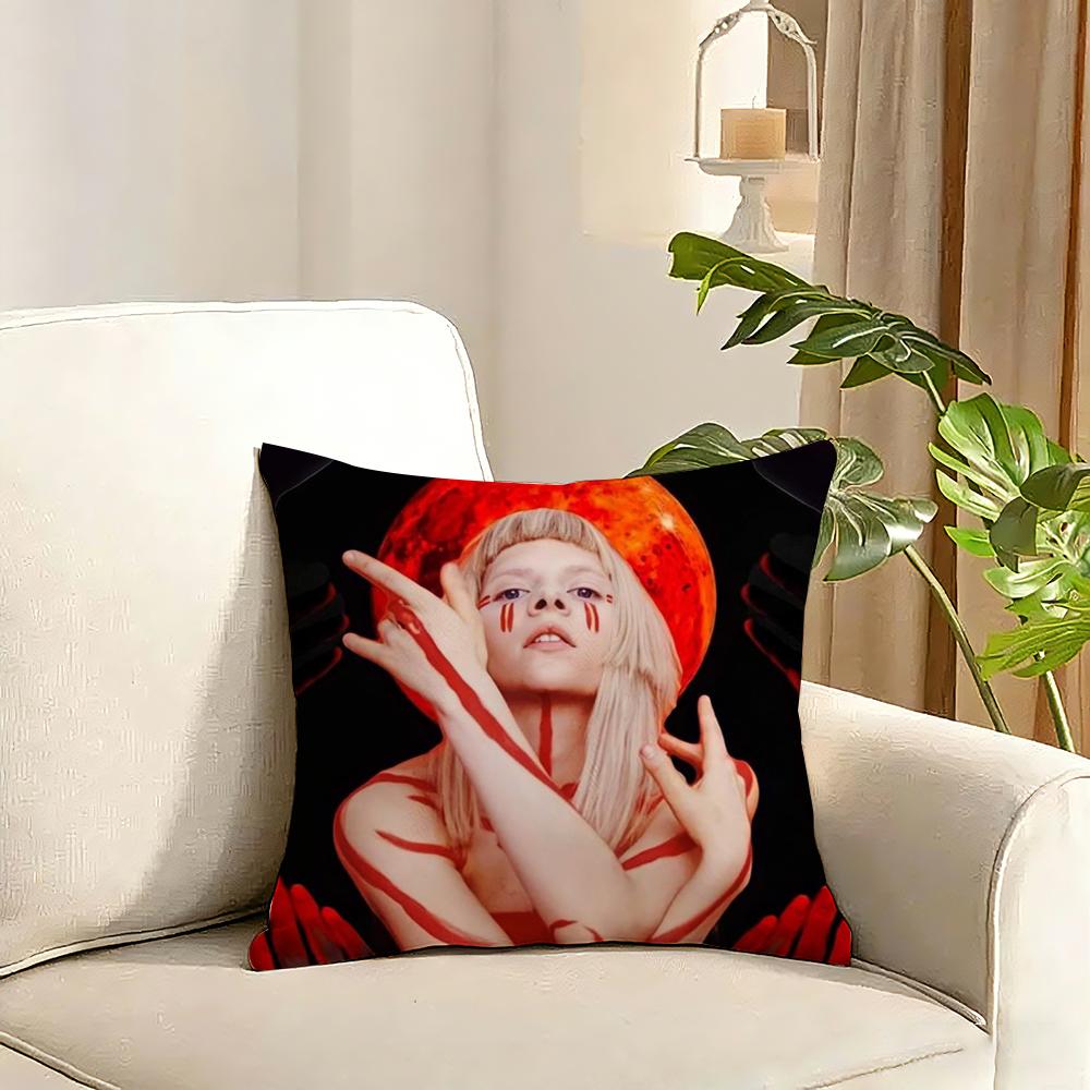 AAurora Aksnes Singer Cushion Cover Reversible Plush Pillow Cover Soft Fluffy Home Decor for Sofa Bedroom